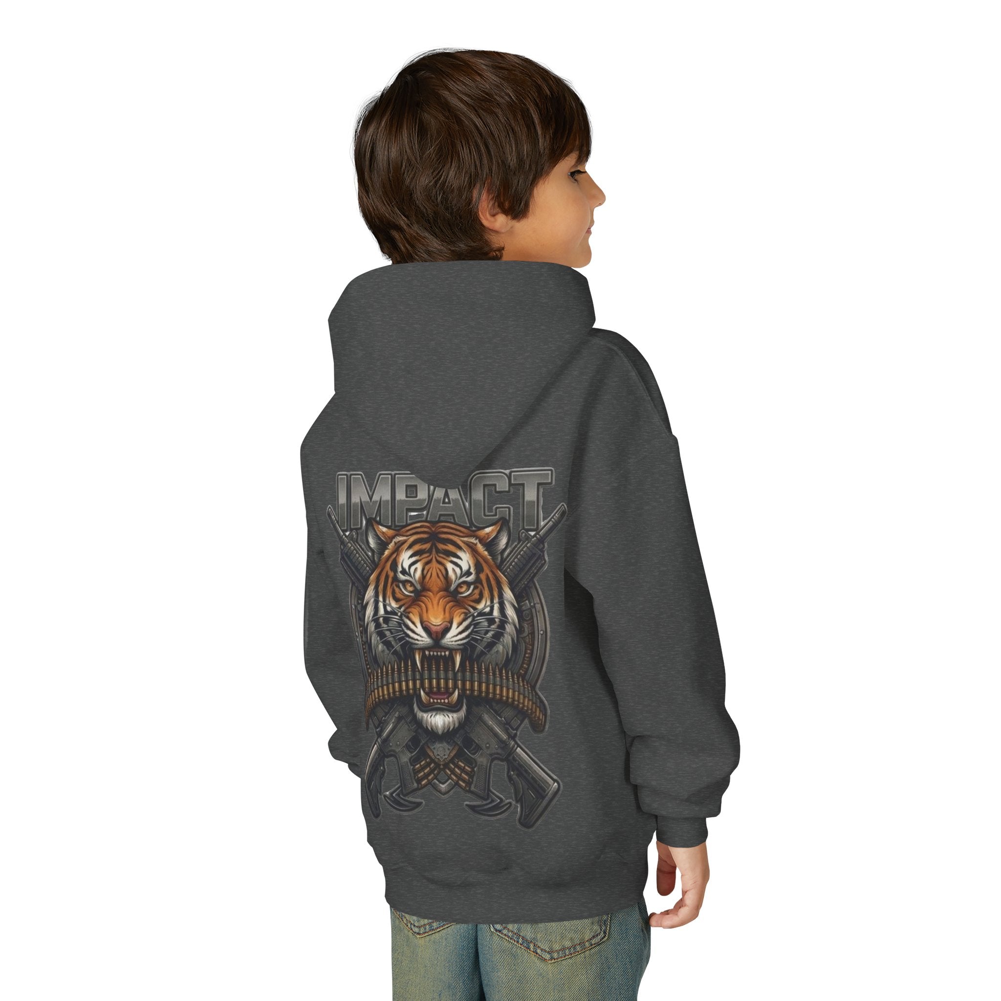 Impact Tiger Hoodie — Youth Graphic Hooded Sweatshirt