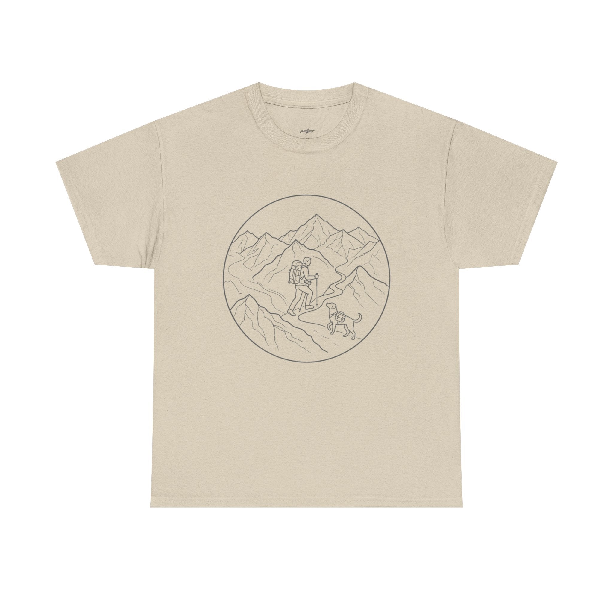 Hiker Line Art Tee — Minimal Mountain & Trail Graphic T-Shirt