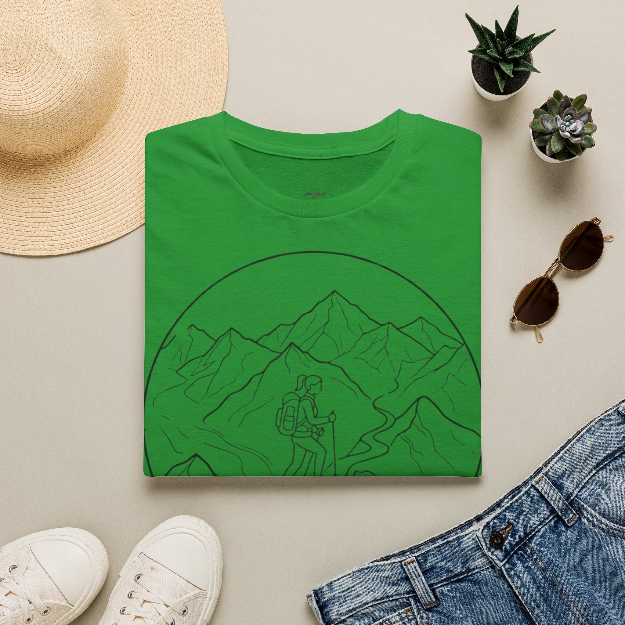 Adventure Mountain T-Shirt — Hiker & Dog Line Art