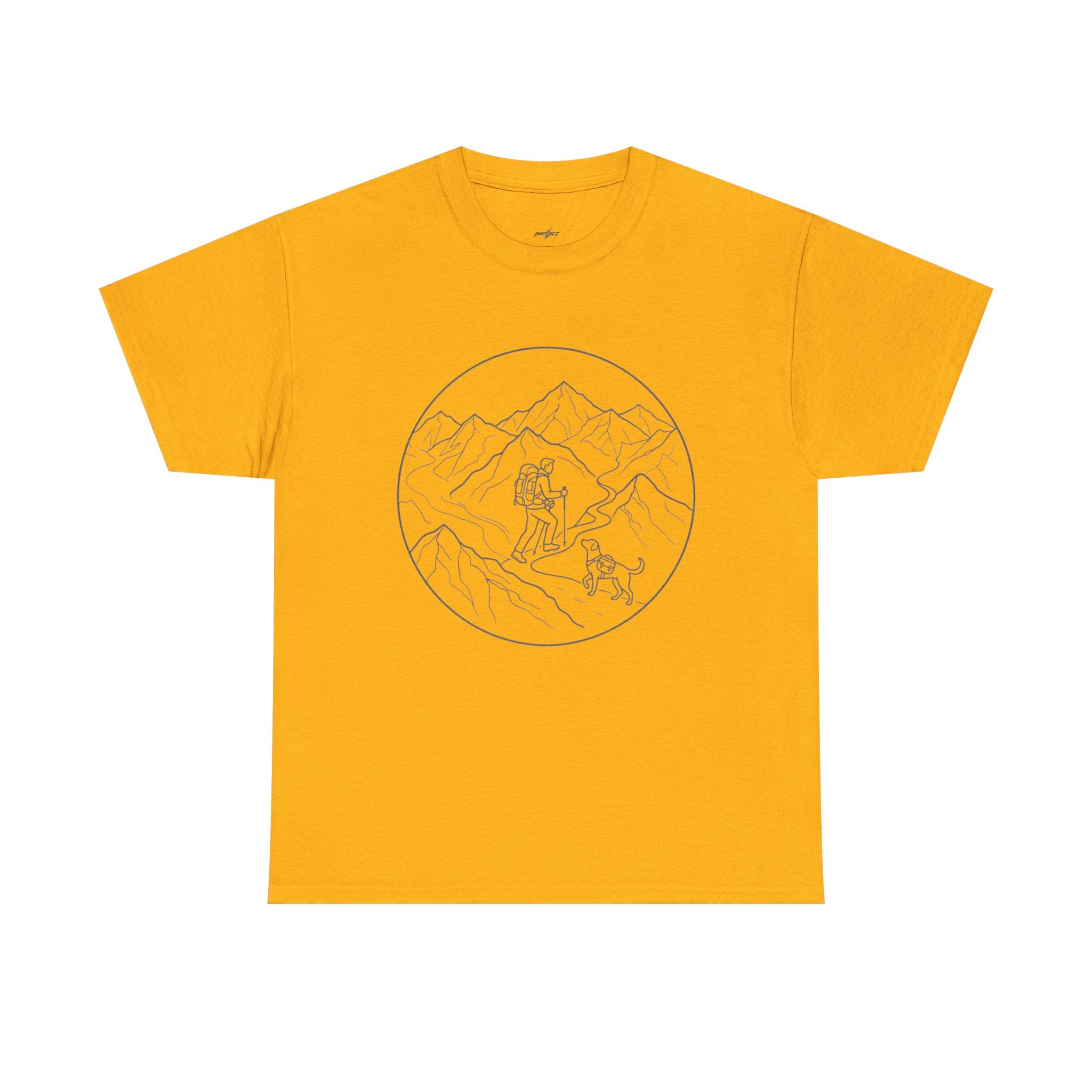 Hiker Line Art Tee — Minimal Mountain & Trail Graphic T-Shirt