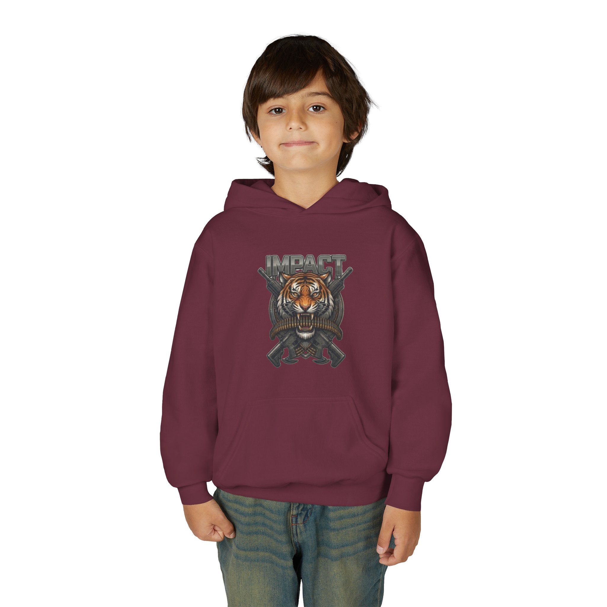 Impact Tiger Hoodie — Youth Graphic Hooded Sweatshirt