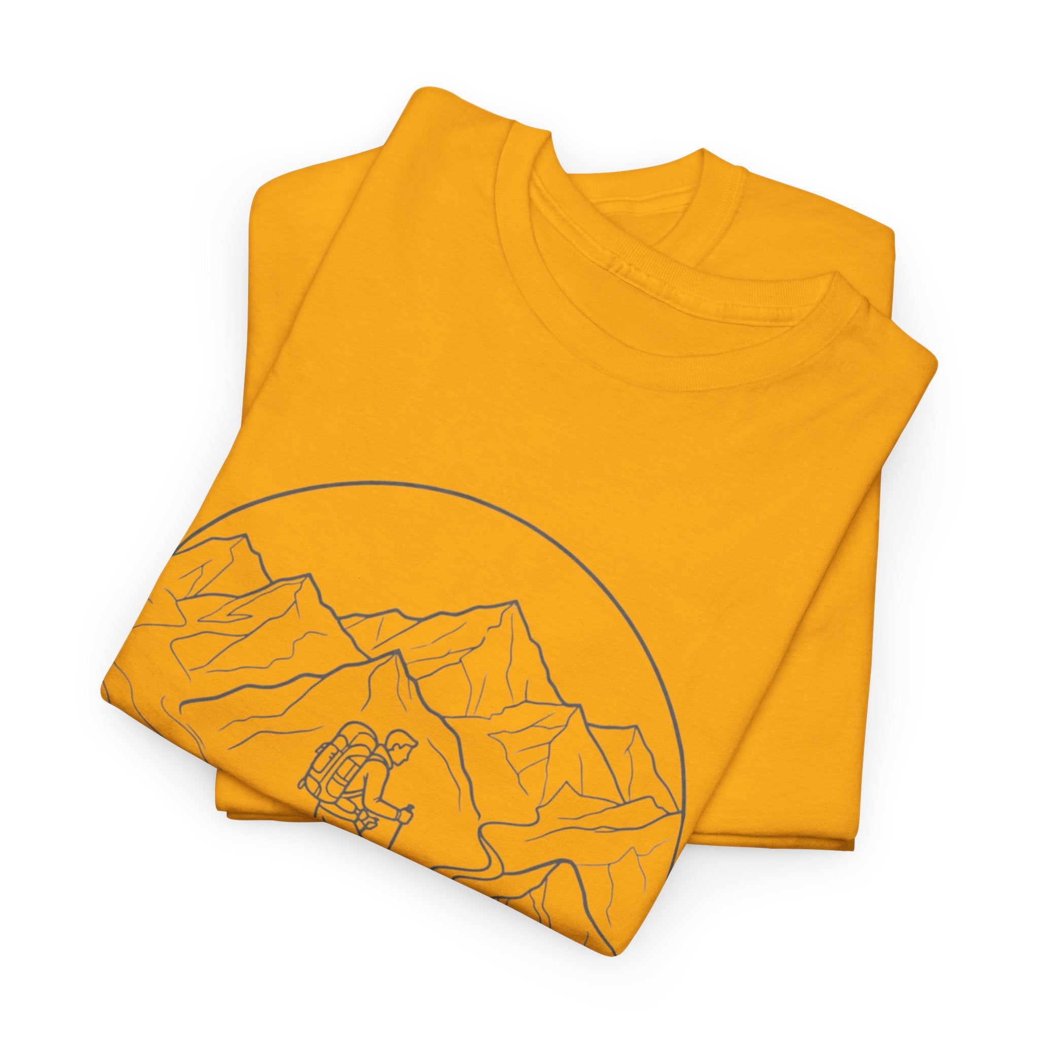 Hiker Line Art Tee — Minimal Mountain & Trail Graphic T-Shirt