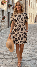 Leopard Print Short Sleeve Dress