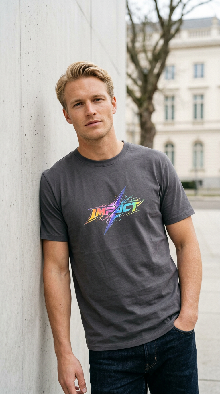 Impact Lightning Logo T-Shirt Rainbow Retro Graphic Tee