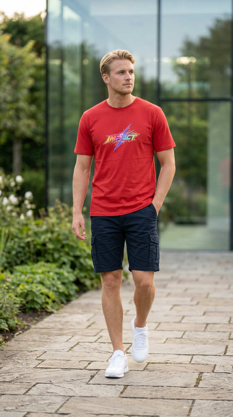 Impact Lightning Logo T-Shirt Rainbow Retro Graphic Tee
