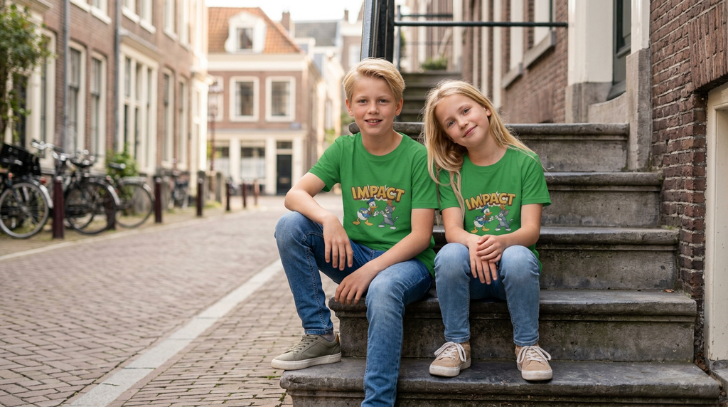 Kids Tee 'Impact' Cartoon Duck vs. Cat Graphic Shirt