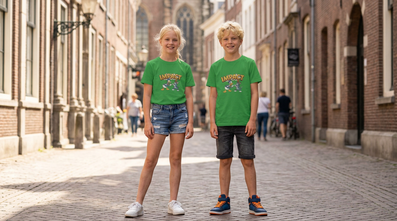 Kids Tee 'Impact' Cartoon Duck vs. Cat Graphic Shirt