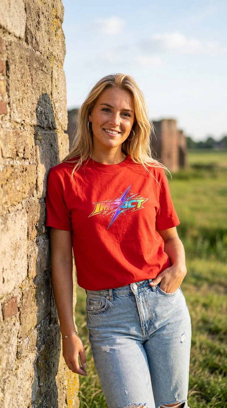 Impact Lightning Logo T-Shirt — Rainbow Retro Graphic Tee