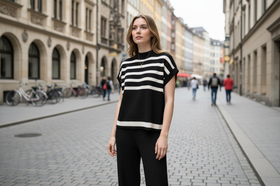 Gestreept gebreid vest - Stijlvol en comfortabel